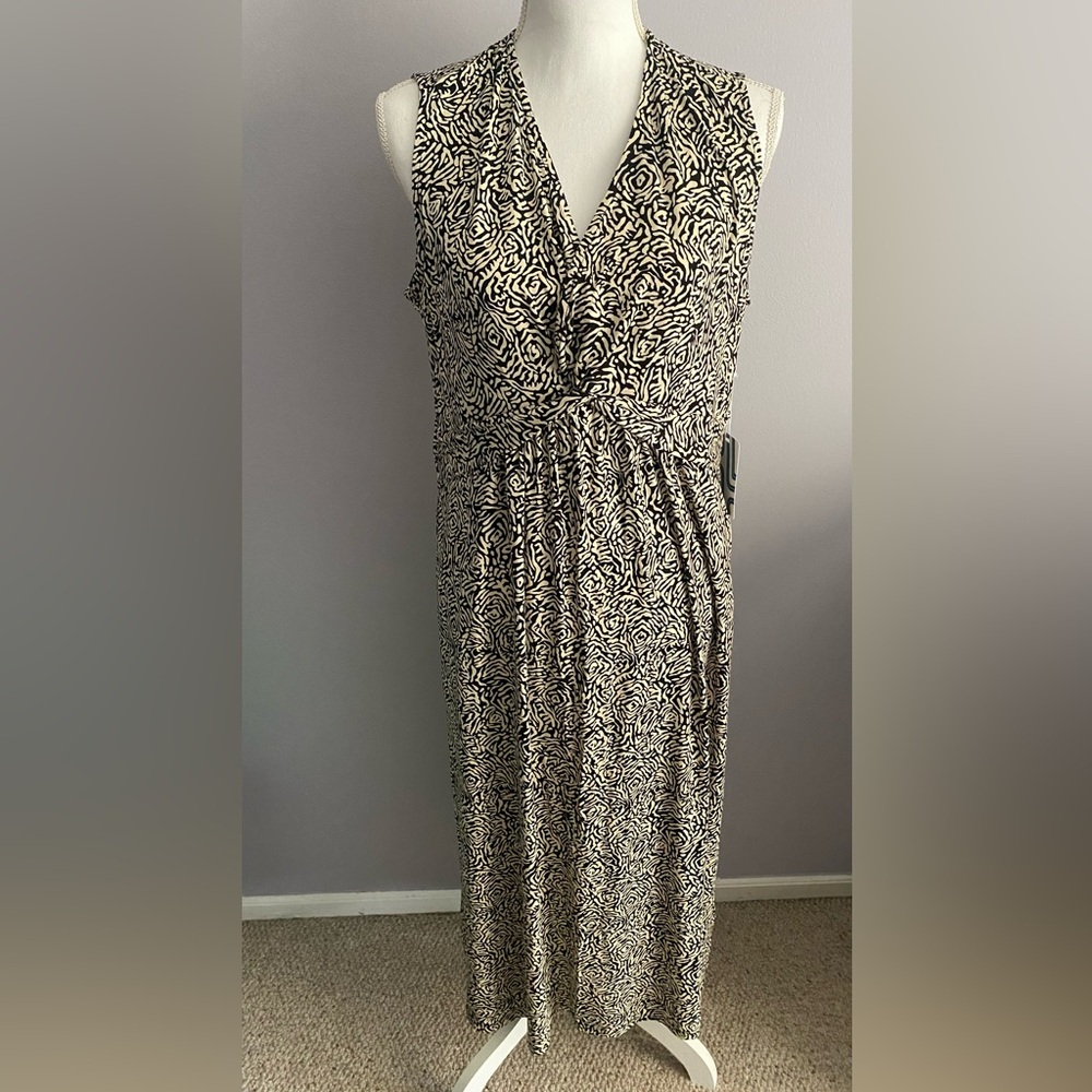 Market & Spruce Black and Cream Sleeveless Printed Maxi Dress NWT Size XL
